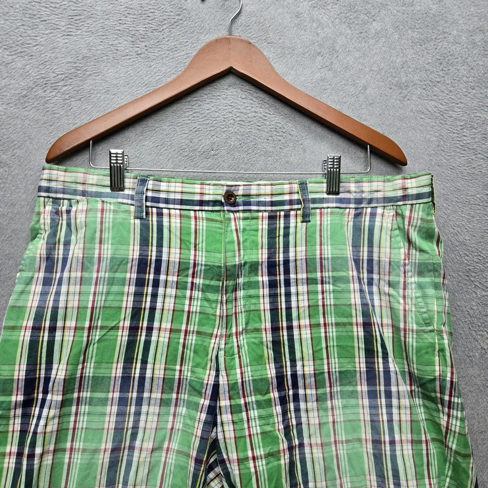 Polo By Ralph Lauren Men Shorts 36 Green Plaid Chino Button 12